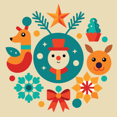 set of christmas elements