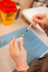 Botox Injection at Aesthetic Clinic close up