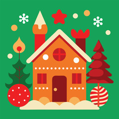 Obraz premium house with christmas trees