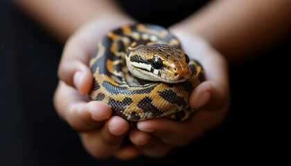 Snake in hands, close-up