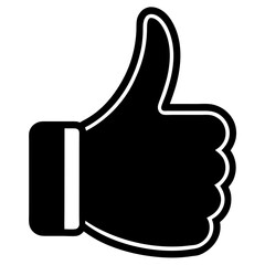 Obraz premium Black and White Thumbs Up Hand Gesture Icon