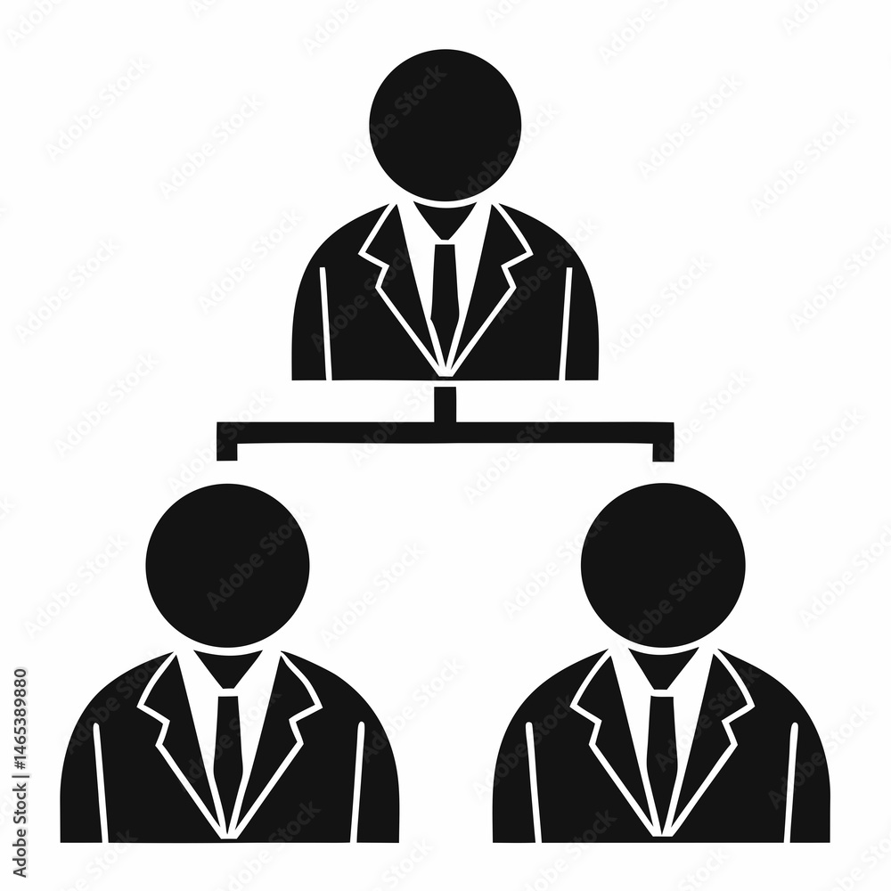 Poster simple business hierarchy chart showing management structure