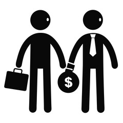 Businessmen Figures Handing Over Money Bag Icon