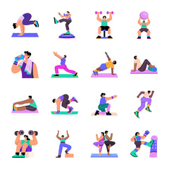 Pack of Flat Style Exercise Illustrations

