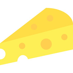 Minimalist Cheese Slice Icon in Flat Yellow Style