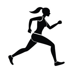 Woman running silhouette vector illustration.
