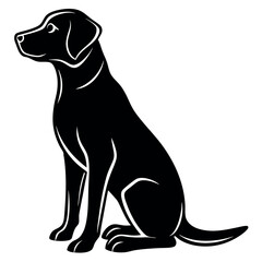 Black and White Sitting Dog Silhouette for Design Projects