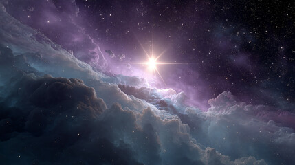 Epic cosmic galaxy with glowing nebula and stars, deep space universe background, science fiction astronomy concept, infinite cosmos, futuristic and mystical atmosphere