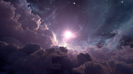 Epic cosmic galaxy with glowing nebula and stars, deep space universe background, science fiction astronomy concept, infinite cosmos, futuristic and mystical atmosphere