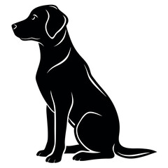 Black and White Sitting Dog Silhouette for Design Projects