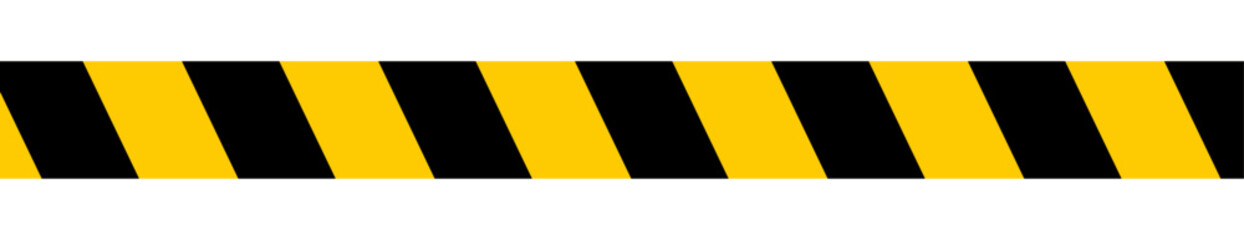 Caution tape warning vector illustration with yellow and black hazard stripes. Ideal for safety signage, construction zones, restricted areas, or alert graphics in Graphic Design and editorial design.