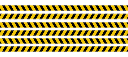 Caution tape warning vector illustration with yellow and black hazard stripes. Ideal for safety signage, construction zones, restricted areas, or alert graphics in Graphic Design and editorial design.