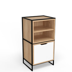 Loft style shelving unit made of metal and wooden shelves for accessories