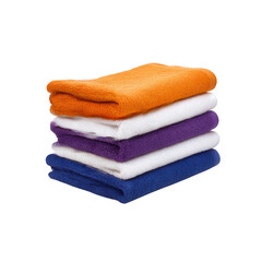 Stack of colorful towels on transparent background