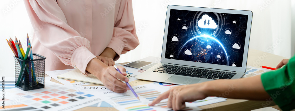 Poster cloud computing software for brisk remote work and personal data storage