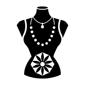 black jewelry mannequin with necklace clip art preview