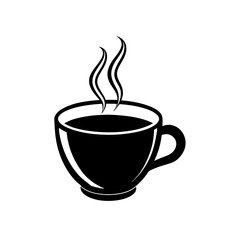 cup of coffee with steam on white background  .svg