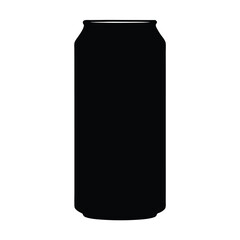 Silhouette of a standard beverage can in solid black against white background