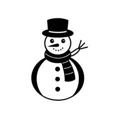 snowman with scarf and hat on white background  .svg