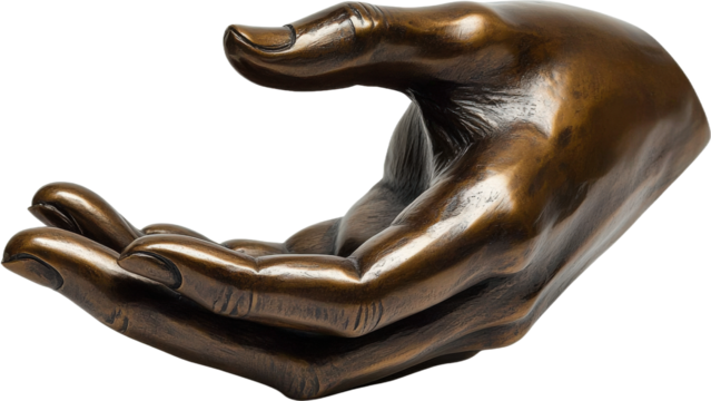 Bronze Hand Sculpture Offering Assistance