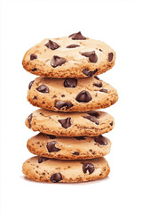 A stack of tempting, freshly baked chocolate chip cookies, evoking feelings of warmth, comfort, and indulgence. The close-up shot emphasizes the inviting texture and rich chocolate flavor.