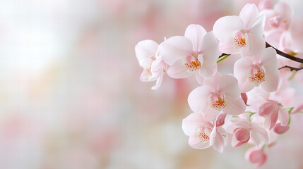 Fototapeta premium Delicate Pink Orchid Blossoms In Soft Focus