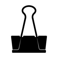 Silhouette image of a classic black binder clip or bulldog clip