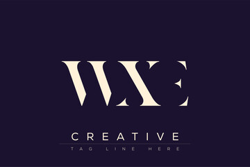 WXE abstract letter logo design. This logo is designed by three abstract letters.