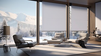 Fototapeta premium A photo of a home with smart blinds and shades.