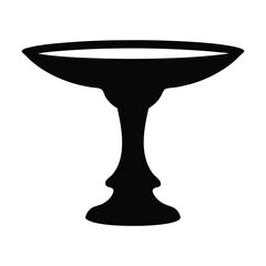 Elegant Black Silhouette of a Pedestal Bowl with Intricate Base Details