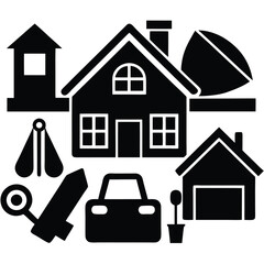 collection home icons  house symbol  set .