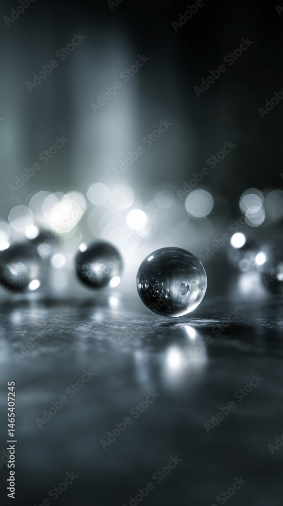 Poster transparent abstract spheres floating on a soft grey background with christ within thoughtfulness