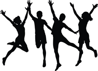 Friends Jumping with Joy Silhouette