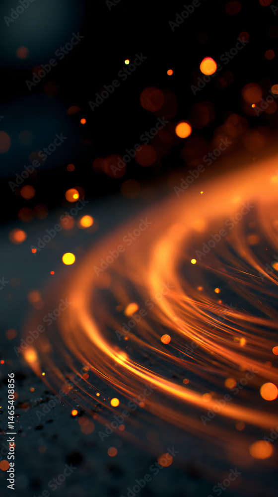 Poster twiddle light trails and particles in dark space, creating a cosmic result