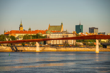 Warsaw, Poland - panorama with Old Town. Cityscape view of Warsaw