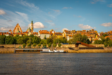 Warsaw, Poland - panorama with Old Town. Cityscape view of Warsaw