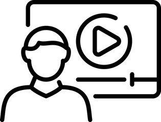 Person watching video icon - Editable Stroke SVG, fully scalable.