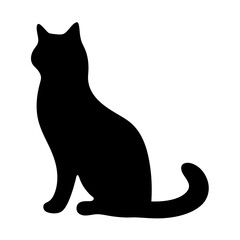 Elegant silhouette of a cat sitting gracefully against a white background