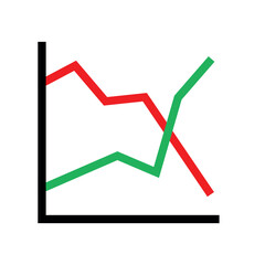 Chart (diagram) icon. Symbol of business or financial indicators. Attribute of decline or growth. Designation of data, information or change.