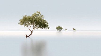 serene mangrove forest in colombia at high noon showcasing light silhouettes of trees