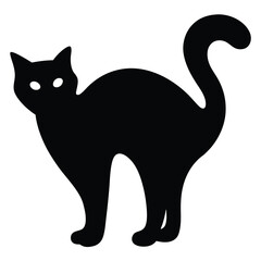 A sleek black cat arches its back in a Halloween silhouette