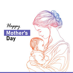 Mother's Day Line Art Banner