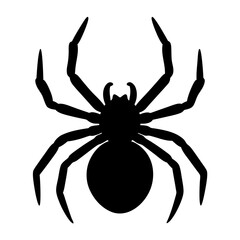 Monochrome Spider Silhouette with Eight Legs and Ominous Presence on White