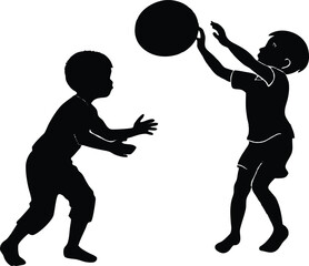 Kids Playing with Ball Silhouette