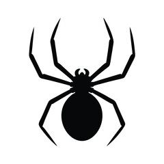 Simplified Spider Silhouette Isolated on White Background for Spooky Designs
