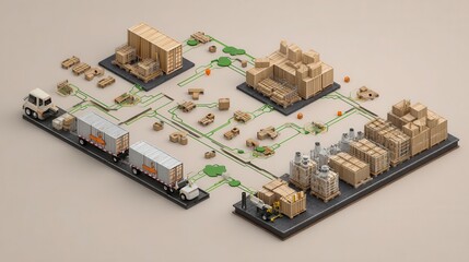 Logistics network of a modern distribution center.
