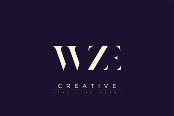 WZE abstract letter logo design. This logo is designed by three abstract letters.