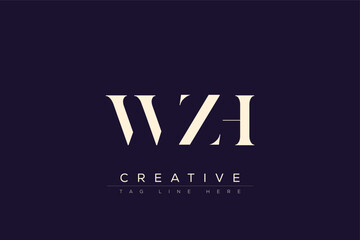 WZH abstract letter logo design. This logo is designed by three abstract letters.