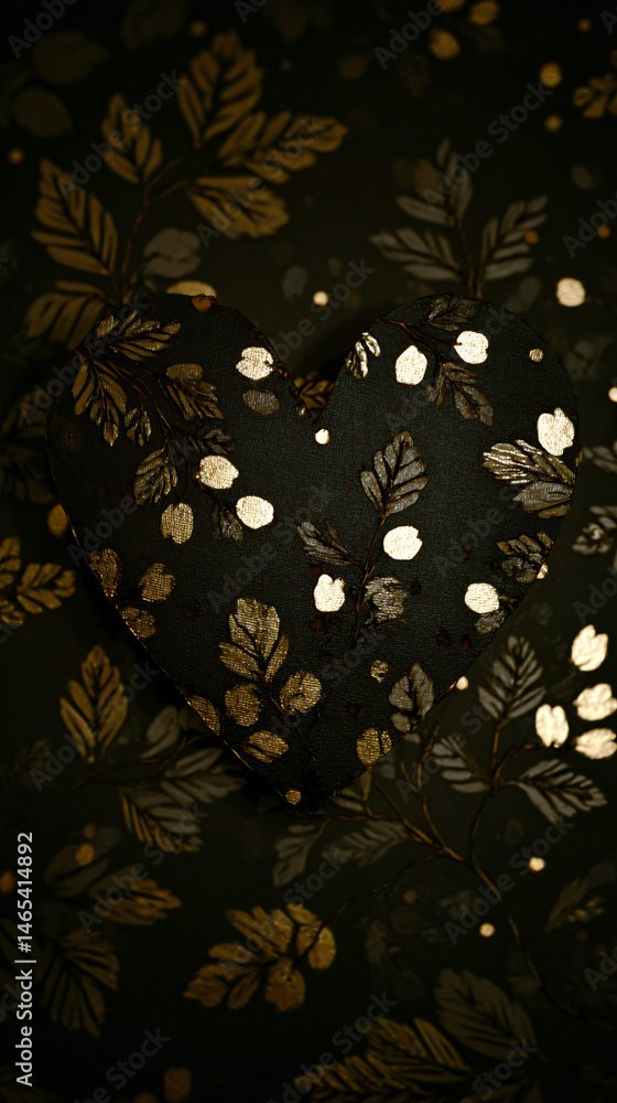 Poster valentine’s twenty-four hours design with a golden pattern on a dark setting