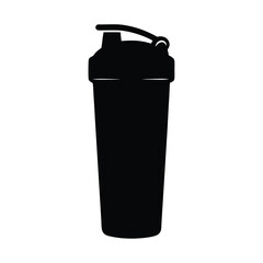 Black and White Image of a Protein Shaker Bottle for Fitness Drinks